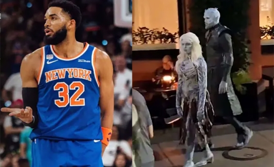 KARL-ANTHONY TOWNS AND JORDYN WOODS WEAR ‘GAME OF THRONES’ HALLOWEEN COSTUMES